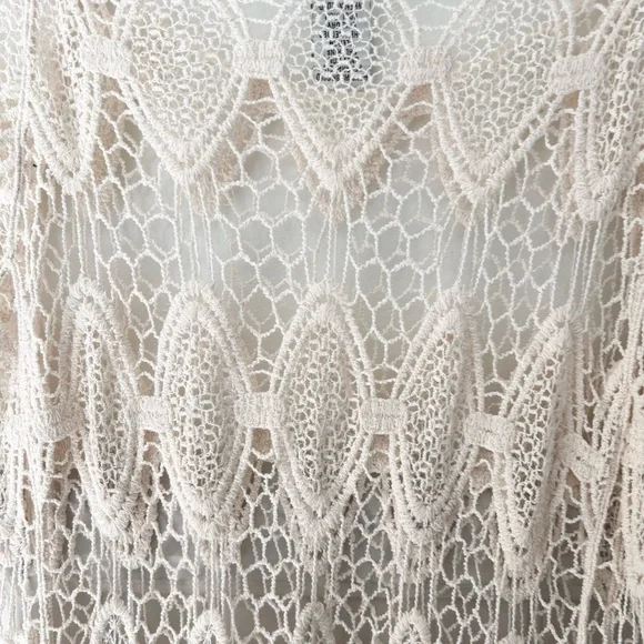 🌻 Pinky XL Cream Boho Crochet Lace Blouse - Picture 6 of 8